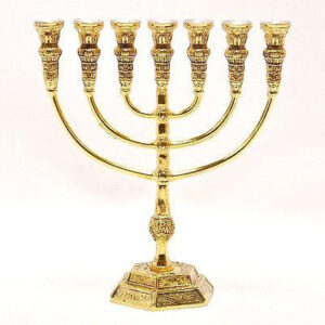 MENORAH-Bougeoir Authentique de Jérusalem (Plaqué Or)